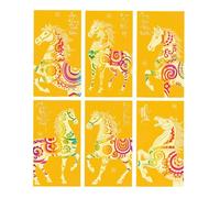6pcs Vietnamese Culture Inspireds Red Envelopes with Frosted Texture Lunars Year Horses Pattern Good Luck Packaging Cultural Diversity Festival Gift Bag