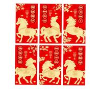 6pcs Vietnamese Culture Inspireds Red Envelopes with Frosted Texture Lunars Year Horses Pattern Good Luck Packaging Cultural Diversity Festival Gift Bag