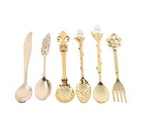 6PCS Vintage Coffee Spoons, Zinc Alloy 3D Patterns Sugar Stirring Spoon Retro Royal Style Teaspoon for Dessert Ice Cream Milk Porridge