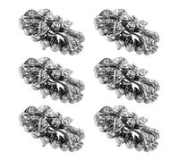 6pcs Vintage Flower Buttons Silver 25mm Metal Rhinestone Craft