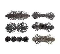 6Pcs Vintage Hair Clips, Retro French Flower Barrettes with Antique Bronze Finish, Alloy Hairpin for Women Girls Wedding Party Birthday Gift
