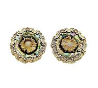 6PCS Vintage Little Fragrant Flower Buttons Metal Real Shell Fragments Oil Decorative Button Sweater Hand Stitched(18MM)