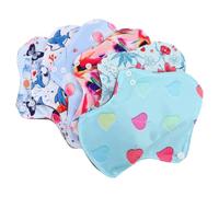 6pcs Washable Sanitary Pads L Bamboo Charcoal Fiber with Button Snaps | Printed Fabric, Clips around Panties, Discreet Storage Bag, Suitable for Commuting and Postpartum Use