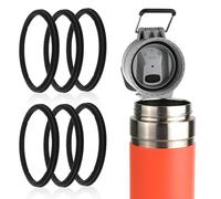6pcs Water Bottle Lid Gasket, Silicone Water Bottle Seal Ring Replacement Glass Cup Gasket for 24oz 36oz Water Bottle Replacement Compatible with Stanley Quick FLIP GO (Black)