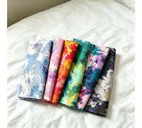 6PCS Watercolor Tie-Dye Cotton Fabric Squares,9.84" x 9.84" Precut Fabric Bundle,Assorted Gradient Art Print Fabric Pieces for Quilting,Sewing,DIY Craft Projects