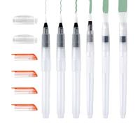 6Pcs Watercolour Brush Pen Set with Refillable Reservoir, Long Tank Ink and Water Paint Brushes Professional Oil Acrylic Paints Aqua Painting Pens for Artists Beginners Painting Calligraphy Lettering