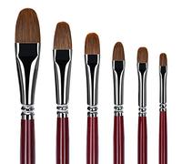 6Pcs Weasel Hair Long Handle Filbert Paint Brush Set for Acrylic, Oil, Gouche and Watercolour Painting