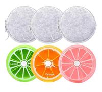 6PCS Weekly Pill Organizer 7 Day 3 Times a Day INVODA Large Daily Pill Cases for Pills Vitamin Fish Oil Supplements Container (Orange＋Green＋Pin＋Bag 3PCS)
