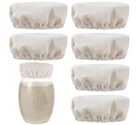6Pcs White Cotton Fermentation Lids, Elastic Reusable Breathable Covers for Sourdough Starter Kit, Kimchi Jar & Bread Proofing, Fits 3-4 Inch Fermentation Jars - Home Baker Essential