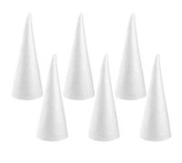 6Pcs White Foam Craft Cones for Boy Girl DIY Projects Christmas Decorations Cake Stands and Educational Activities