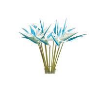 6pcs White in Blue Artificial Bird of Paradise Flowers with Long Stems
