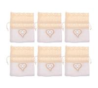 6pcs White Lace Drawstring Sachet Bag for Lavender and Candy Wedding | Lightweight Cloth, Elegant Delicate Style, Home Decorating Use, for Spices and Scholars, White Finish
