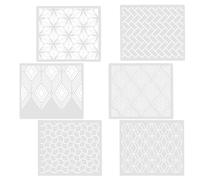 6pcs White PET Decorative Cake Stencil for Dessert and Cappuccino Foam | Hollow Patterns, Safe, Baking Decoration and School Projects, Reusable Craft Use