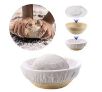 6pcs White Rattan Banneton Bread Proofing Basket Linen Liner Cloth Cover Fit 8" 9" 10" Round Banneton Proving Basket (Round Size)