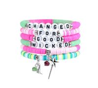 6PCS Wicked Merch Friendship Bracelet for Women,Stackable Beaded Stretch Bracelets,Magic Wand & Witch Hat Wicked Bracelet,Witch Inspired Musical Gift,Wicked Themed Party Gifts for Wicked Party Favors
