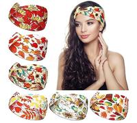 6PCS Wide Headbands for Women Thanksgiving Day Print Headband Costume Accessories for Girls Type 1