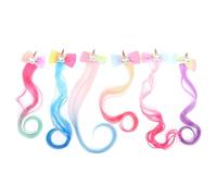 6pcs Wig Barrette Bow Unicorn Hair Clip for Little | Non Woven Fabric and High Temperature Silk, Birthday and Ceremonial Days, Colorful Accessory