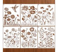 6Pcs Wildflower Stencil, Large Painting Template for DIY Craft Art Creation