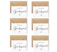 6pcs Will You Be My Bridesmaid Cards, With Kraft Paper Envelope Elegant Bridesmaid Proposal Card, For Wedding Party （5.7x 8inch）