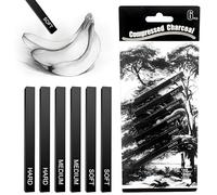 6Pcs Willow Charcoal Sticks for Art, Charcoal Pencils for Artists, Square Compressed Design Suitable for Sketching Shading DIY Crafts Ideal for Beginners & Professional art Supplies