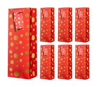 6PCS Wine Gift Bags with Gift Tags,13.7" Red Dots Bottle Bags for Men Women's Birthday,Valentine's Day,Mother's Day,Father's Day,Weddings,Christmas,Thanksgiving,Halloween, Easter ALL OCCATION