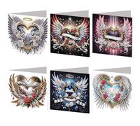 6PCS Wing Diamond Painting Greeting Card Kit Diamond Art Greeting Cards Special Shaped Arts Crafts Wishes and Blessing for Mother's Day Easter Christmas Birthday Thanksgiving Day Holiday