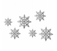 6pcs Winter Themed 3D Snowflake Decorations for Homes, for Holiday Celebrations (Silver)