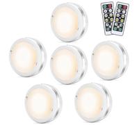 6pcs Wireless Remote Control Led Wall Mounted Spot Cabinet Lights For Staircase Mirror Kitchen Cabinet Cabinet Lights (white)-CE