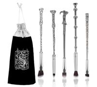 6PCS Wizard Wand Makeup Brushes Set, Potter Metal Makeup Brushes Set for Eyeshadow Eyeliner Blending Lip Brush Make Up Brushes for Women Girls Potter Fans with Brushes Bag