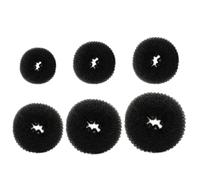 6pcs Women Hair Bun Donut Maker Nylon Yarn Black Daily Party