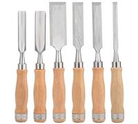 6PCS Wood Chisels Set, Bevel Edge Wood Carving Chisel, Chrome-Vanadium Hammer End, Ergonomically Designed for Wood Craft DIY Woodworking