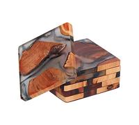 6Pcs Wood Coasters, Innovative Insulation Cup Mat Pad Craft Works Tableware Decoration Drink Coaster for Hot or Cold Drink