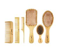 6Pcs Wood Combs Set Paddle Scalp Hairbrush Cushion For Head Massage Brush Hair Care