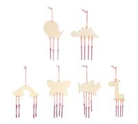 6pcs Wood Doodle Wind Chime DIY Craft Decorative Wooden Hanging Bell