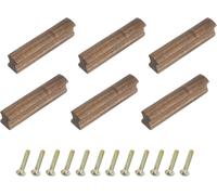 6Pcs Wood Drawer Pulls Handles with Screws Set 96Mm/3.78" Hole Spacing Black Wal