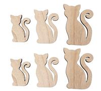 6Pcs Wooden Cat Cutouts, 3 Sizes Unfinished Wood Cat Shape Cutouts Blank Animal Display Decoration for DIY Crafts
