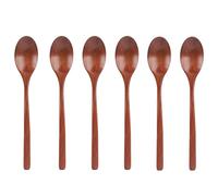 6pcs Wooden Spoons, 9.25 Inch Long Handle Wood Soup Spoons for Eating Cooking Mixing Stirring Honey Coffee Tea Jam Table Spoons Kitchen Utensils for Serving Home Office