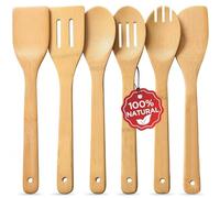 6Pcs Wooden Spoons for Cooking, Wooden Cooking Utensil Set for Everyday Use | Wooden Spoons & Spatulas for Cooking, Versatile Bamboo Cooking Utensils Safe for Nonstick Pans, Premium Kitchen Utensils Set