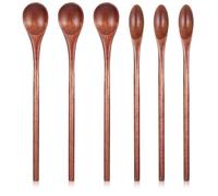 6pcs Wooden Spoons Wooden Spoons Cooking Utensils Woodens Spoon for Cooking 8inch Long Honey Stirring Spoon Coffee Teaspoon for Kitchen Stirring(2 Style)