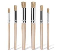 6pcs Wooden Stencil Brushes for Painting on Wood, Natural Bristle Stencil Brush Art Brushes for Acrylic Paint, Wood Template Brush for Crafts Making Oil Watercolor Art Painting (3 Sizes)