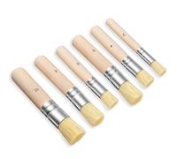 6Pcs Wooden Stencil Brushes, Natural Bristle Paint Brush Set in 6 Sizes, Wooden Handle Stencil Brushes for Acrylic, Oil, Watercolor Painting, Wood Wall, Card Making & DIY Art Crafts