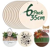 6PCS Wooden Unfinished Round Circles -35cm/14 Inches with 2.5mm Thickness - Plain Natural Blank Wood Discs Slices Cutouts for Crafts, Sign Plaque, Home Decorations and Ornaments