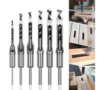 6PCS Woodworker Square Hole Drill Bits Set Chisel Drill Bits Woodworking Square Mortising Chisel Hole Saw Drill Bit Set for Carpenter 1/4, 5/16, 3/8, 1/2, 9/16, 5/8 inches