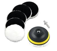 6Pcs Wool Polishing Pads Drill Attachment, 100mm Soft Wool Polishing Buffing Pad, Car Polisher Wheel Pad, Car Waxing Pad with Hook and Loop Drill Adapter, Woolen Car Buffer for Furniture Sanding