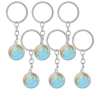 6Pcs World Globe Keychains Party Favors Globe Gift Keychain Creative Keychain Globe Key Rings Multi 8.00X3.00X2.50CM