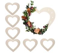 6Pcs Wreath Boards with Holes 13x12 Unfinished Wooden Heart Shape Wreath Frame Decorative DIY Hanging Floral Hoop for Halloween, Christmas, Home, Door and Wall Decor