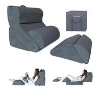6PCS XL Orthopedic Bed Wedge Pillow for Sleeping, Gel Memory Foam Post Surgery Pillow Set for Back, Neck, Leg Support, Acid Reflux, Gerd, Anti Snoring, with Washable Cover & Travel Bag (Gray, 24'' W)