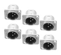 6pcs Xlr Panel Mount Socket 3-pin Nickel Male Jack for Amplifiers | Compact Modular Connector, Secure Audio Link with Stable Channels, Silver Finish for Conference and Processor Setups