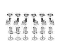 6Pcs Yootones Guitar Machine Heads Sealed Tuning Key Pegs Tuners Set Replacement 3L+3R Compatible with Strat ST Tele SG Style Electric or Acoustic Guitars (Silver)