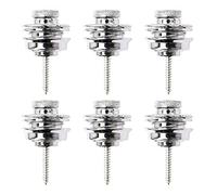 6Pcs Yootones Guitar Strap Locks Flat Round Head Heavy Duty Metal Button Security Straplock Compatible with Electric Acoustic Guitar, Bass, Ukulele (Silver)